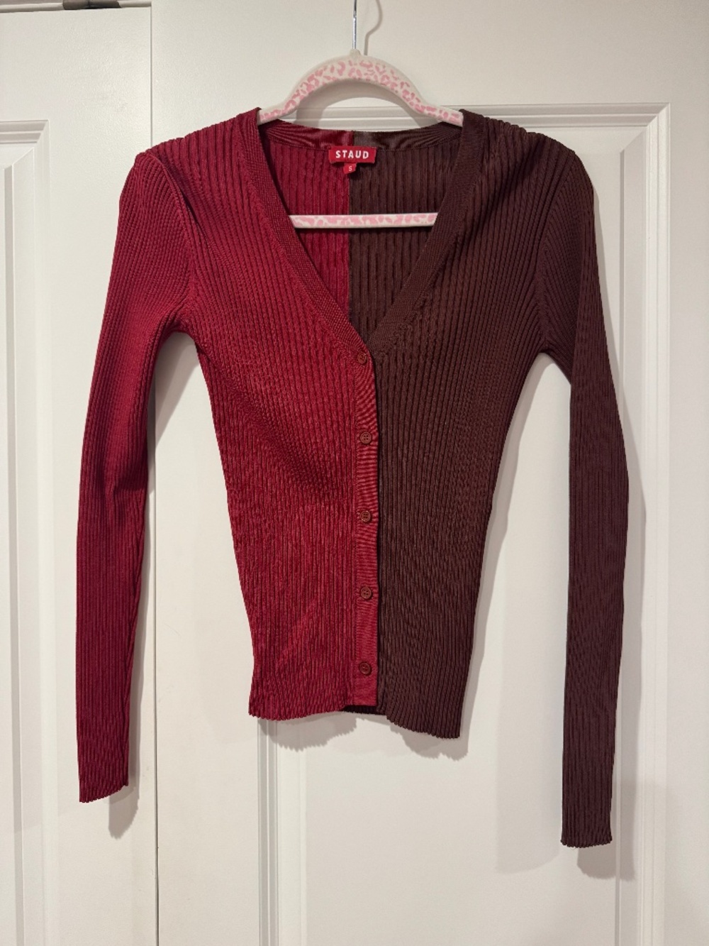 Staud two tone cardigan